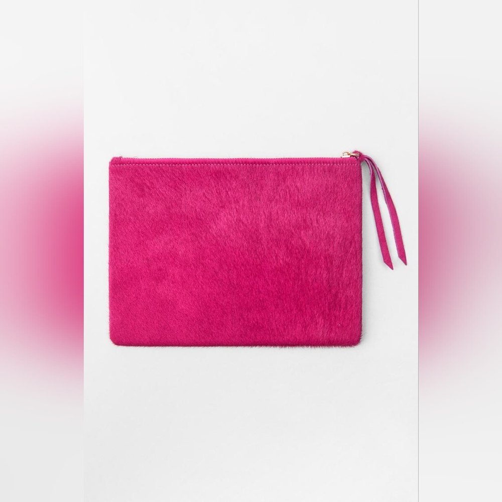 ZARA FURSKIN LEATHER POUCH